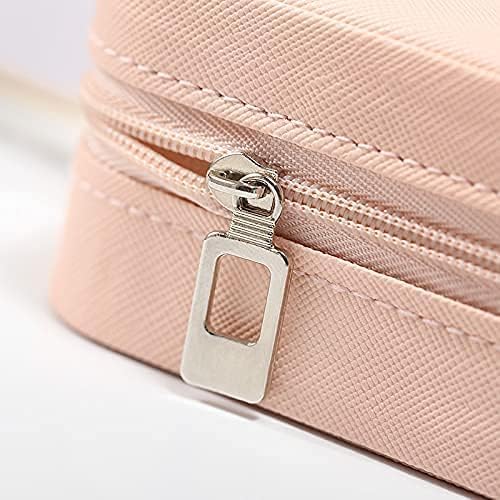 Mini Jewelry Travel Case, Small Portable Jewellry Organizer Box Portable Display Storage Box for Rings Earrings Necklaces, Gifts for Girl, Women, Wedding, Birthday, Mom, Mother's Day (Pink)