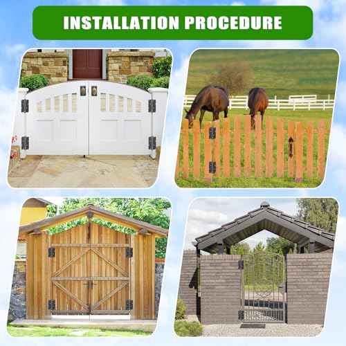5-3/4" Self-Closing Gate Hinges Heavy Duty 4-Pack - Black Steel Spring Hinges for Wood Fence, Vinyl Gates, Pool & Garden | Weatherproof Electrophoretic Finish