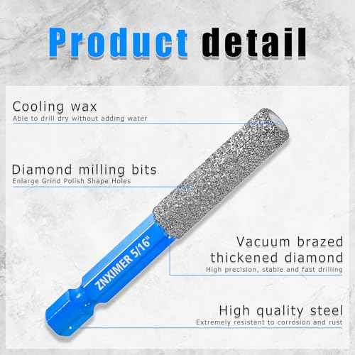 Diamond Drill Bits Set for Ceramic, Porcelain, Glass, Marble, Tile, Granite, Stone and More - 10pcs Tile Drill Bits for Efficient, Precise Drilling and Milling