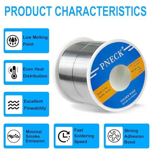 60/40 Tin Lead Rosin Core Solder Wire for Electrical Soldering, 0.04" 1 lb (1.0 mm 450 g)