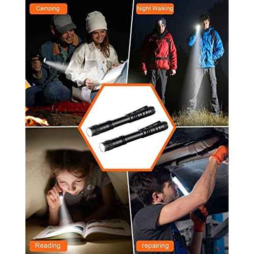 Vinsot 20 Pack LED Pen Lights Bulk Large Pen Light Flashlights Pocket 5.12 Inch LED Torch with Clip Aluminum Waterproof Flashlight for Nurses Hospital Outdoor Camping Emergency Hiking
