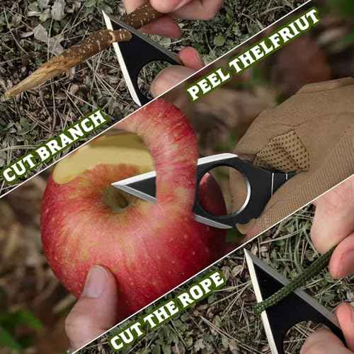 Neck Knife with Sheath Camping Fixed-Blade Knives Full Tang Knife EDC Knife for Men, Black