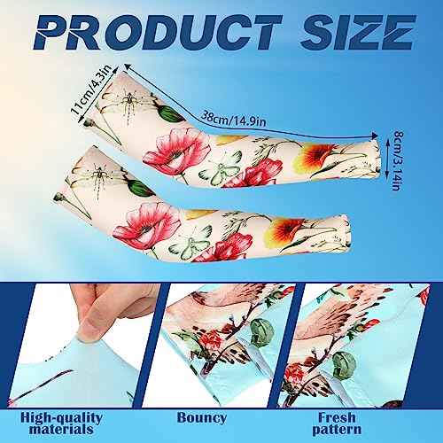 12 Pairs Women Farmers Sleeves UV Sun Protection Arm Sleeves for Cooling Cover Gardening Sports 21inch