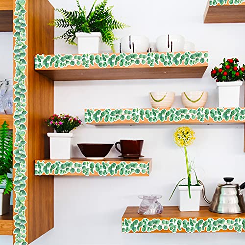 Eucalyptus Die-Cut Border Trim Bulletin Board Classroom Bulletin Wall Decor Greenery Trim Border Tropical Leaves Greenery Wall Decoration Green(78.7ft)