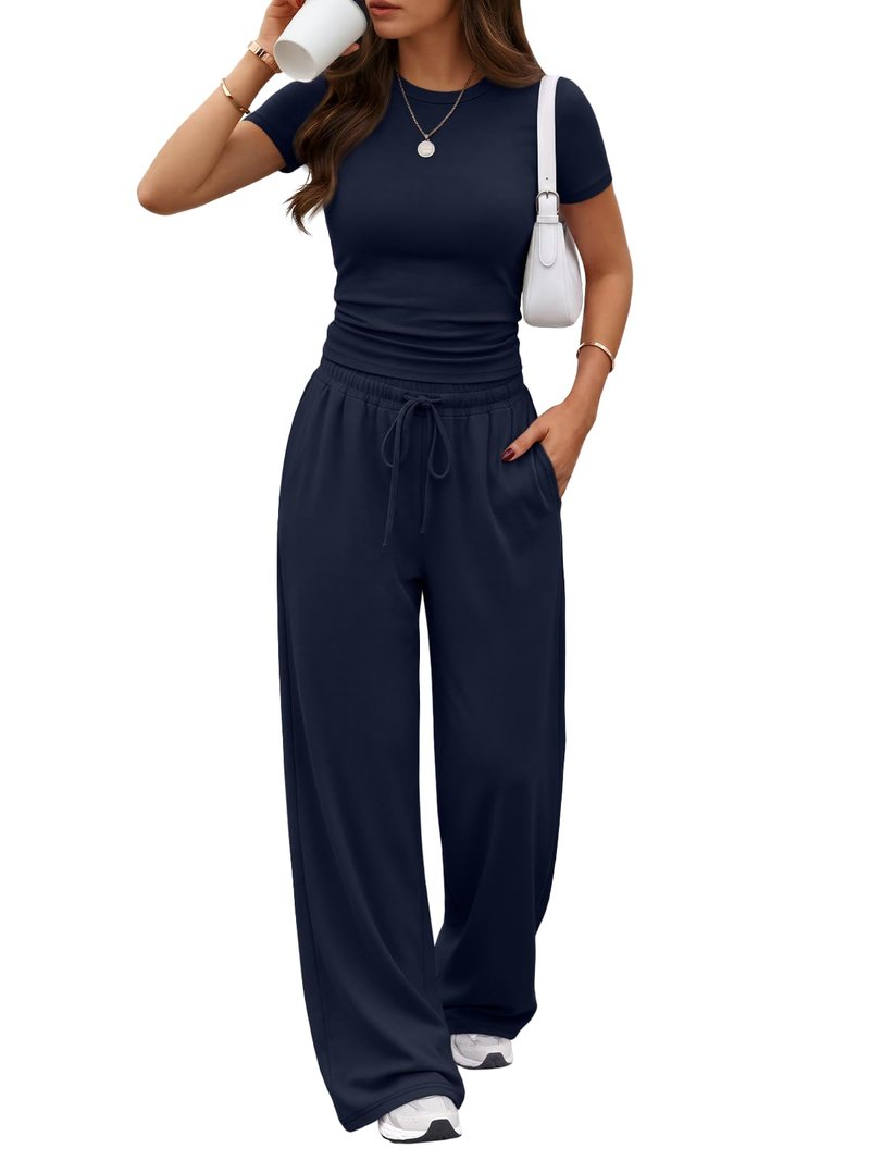 Trendy Queen Womens Plus Size 2 Two Piece Set 2026 Summer Workout Beach Vacation Cruise Gym Clothes Spring Fashion Lounge Matching Comfy Airport Travel Outfit Fitness Athleisure‌ Clothing