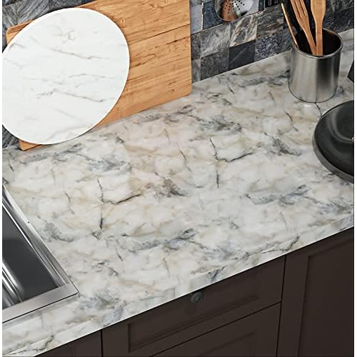 Livelynine Pacific Blue Marble Contact Paper for Countertops Self Adhesive Wallpaper for Kitchen Countertop Peel and Stick Waterproof Marble Counter Top Vinyl Wrap Table Desk Covers Bathroom 15.8x78.8