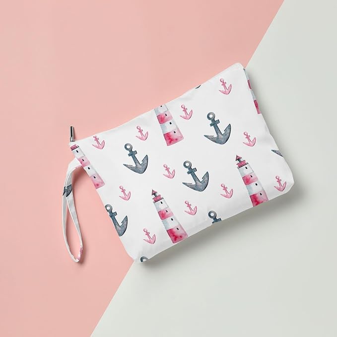 Fokongna Travel Makeup Bag - Wet Dry Bag for Swimsuit, Beach Pool Diapers, Dirty Yoga Gym Clothes - Zipper Pouch for Women, Sister, Friends - Ocean Sea Shells Beach Starfish