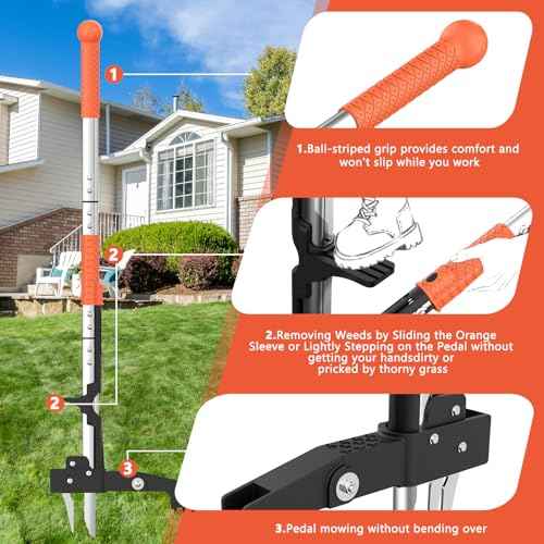 Weed Puller Tool, Gardening Stand-Up Weeder Puller with Ergonomic 39.3" Long Handle and 3 High-Strength Stainless Steel Claws, Easily Remove Weeds Without Bending, Pulling, or Kneeling