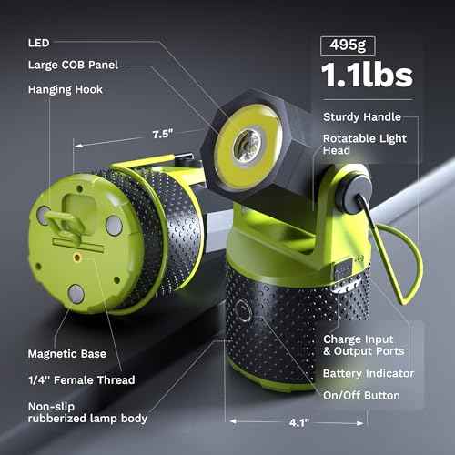 CLAKAP LED Camping Lantern, 3000Lumens Rechargeable 180¡ÆRotatable Flashlight Lantern, Portable Camping Light with 4000mAh Phone Charger, IPX4 Waterproof Lanterns for Power Outages Hurricane