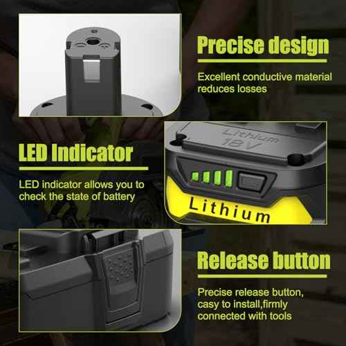 2 Pack 4.0Ah Replacement for Ryobi 18V Battery P108 Li-ion Replacement for Ryobi 18V ONE+ Battery Compatible with P102 P108 P103 P105 P107 P109 P104 and ONE Pickleball Machine