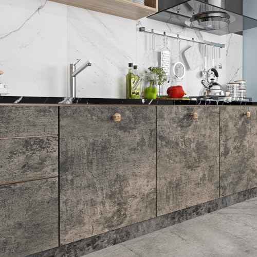 Livelynine Moody Concrete Wallpaper Peel and Stick Industrial Modern Brown Black Limewash Wallpaper Waterproof Dark Aged Cement Wall Mural Removable Cracked Concrete Contact Paper Vinyl 15.8x78.8