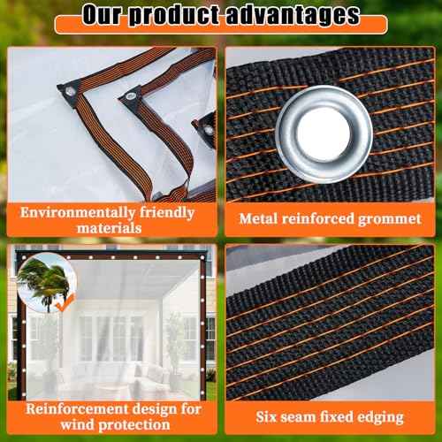 ZYP 2PCS 8x16 FT Heavy Duty Clear Waterproof Tarps Outdoor Garden Rainproof Covering,Clear Vinyl Tarp with Grommets,Transparent Waterproof Tarpaulin for Covering Henhouse Porch Canopy Plant Camping