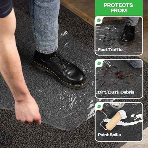 Carpet Protection Film 24" x 200', 3 mil (400 Sq.Ft) - USA-Made Self-Adhesive Carpet Protection - Clean Removal, Clear and Strong Cover Protector - Heavy-Duty Floor Protector Roll by IDL Packaging