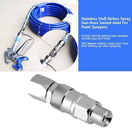 Sprayer Joint, 1/4-Inch 360 Degrees Rotate Stainless Steel Airless High Pressure Spray Gun Hose Swivel Joint Connector Accessories for Paint Sprayers & Hose