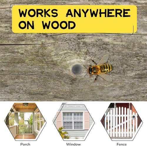 Carpenter Bee Hole Plugs 50 Pcs ? Stainless Steel Carpenter Bee Corks for Outside, 2 Sizes Hole Filler with Wooden Stick, Porches, Fences, Roofs, Outdoor Wood Repair Kit