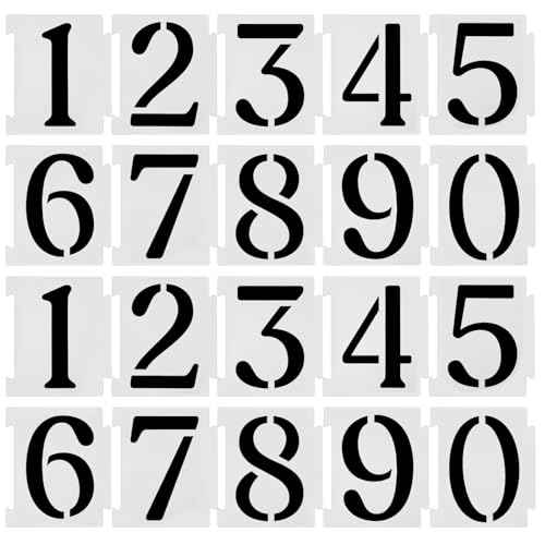 20 Pcs Curb Painting Stencils Kit 4 Inch Curb Address Stencil Kit for Painting on Walls Number Curbs Stencils Kits for Address Paint on Wood Wall Mailbox Road