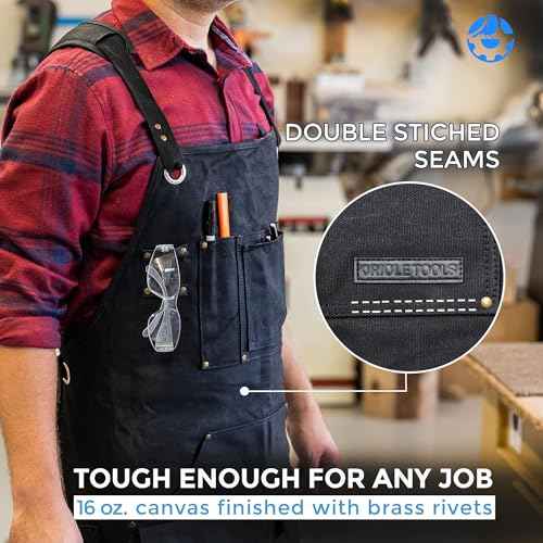 16oz Heavy Duty Waxed Canvas Work Apron - Rugged & Water-Resistant, for all Tough Jobs