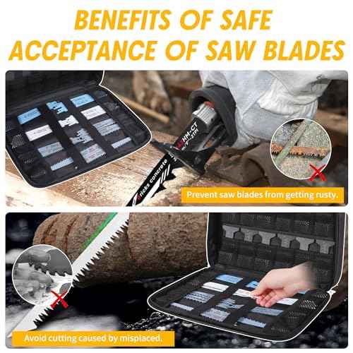 Portable Zipper Saw Blade Storage Case,Empty Case for Sawzall Saws/Sabre Saws Organization,Wood Pruning Saw Blades Carring Case Reciprocating Saw Blades Holder Bag Only