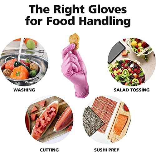 OriStout Disposable Gloves for Women, Pink Vinyl Gloves Disposable Latex Free for Cooking, Food Prep, Cleaning, Hair Dye, Tattoo, Medium Duty, Touch Screen, Small, 200 Pack