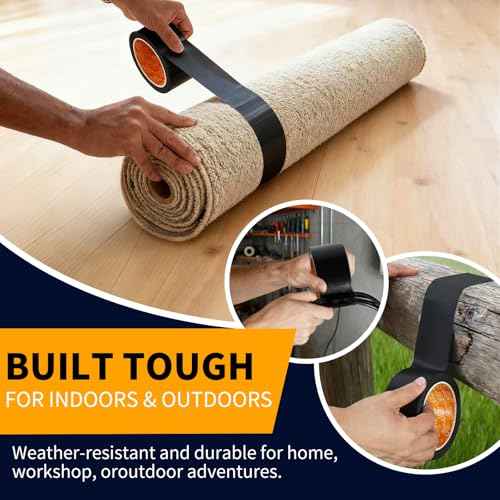 YONGJIN Black Duct Tape Waterproof - 2 Pack Tear by Hand, No Residue, Multi-Purpose Duct Tape Bulk for Indoor Outdoor Repairs, DIY, Packaging, and Crafts, 2 Inch x 40 Yards Total