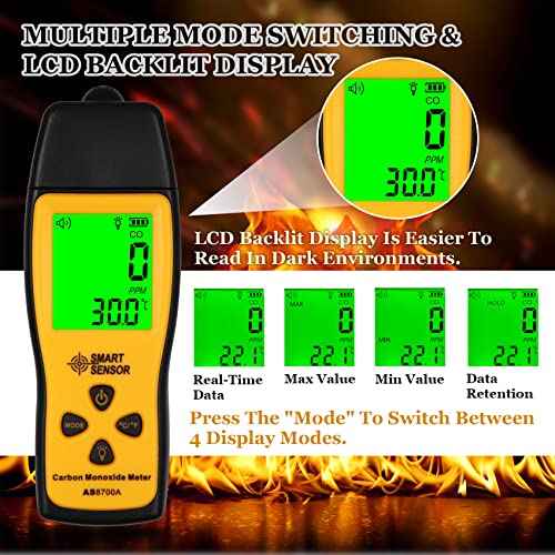 Carbon Monoxide Detectors, Portable CO Detector with Temperature Sensor £¦ LCD Backlight Screen, Handheld Carbon Monoxide Meter Tester 0-1000PPM Range, Indoor/Oudoor (Includes Battery x3)