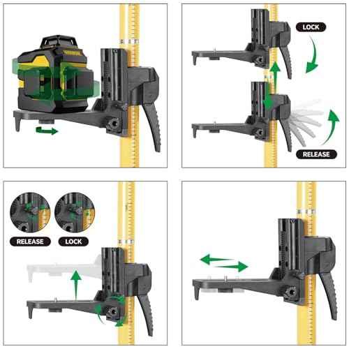 IKOVWUK 13.8 Ft Telescoping Laser Level Pole with Tripod, 4.2 M Pole Stand for Level Tool, Multi-function Fine-tuning Bracket with 1/4¡± Thread & 5/8¡±Thread Adapter, Carry Bag Included