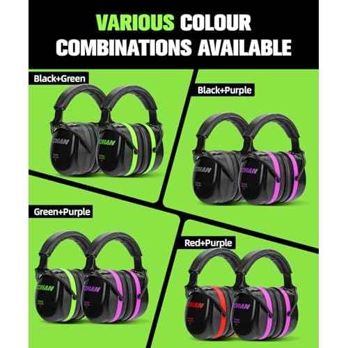 ZOHAN 012 Noise Reduction Earmuffs 2 Packs for Hearing Protection, NRR 28dB Adjustable Safety Ear Muffs for Mowing, Autism