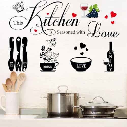 Kitchen Wall Decals Wall Arts Stickers Dining Room Rules Decal Decor Kitchen Utensil Vinyl Home Decor forOffice School Coffee Shop Wall Decor (Other)