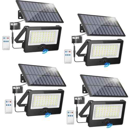 4 Pack Solar Outdoor LED Wall Lights,20W Motion Sensor Security Lights with 3 Lighting Modes Cordless LED Flood Light Solar Wall Lights Waterproof Solar Powered Lights for Wall Garden Garage