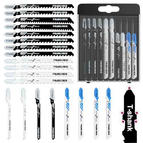 T-Shank Jigsaw Blades Set with Case, 20Pcs Assorted Replacement Jigsaw Blades for Wood, Plastic and Metal Cutting (T118AF, T118BF, T101AO, T119BO, T101B, T101BR, T111C, T244D, T144D)