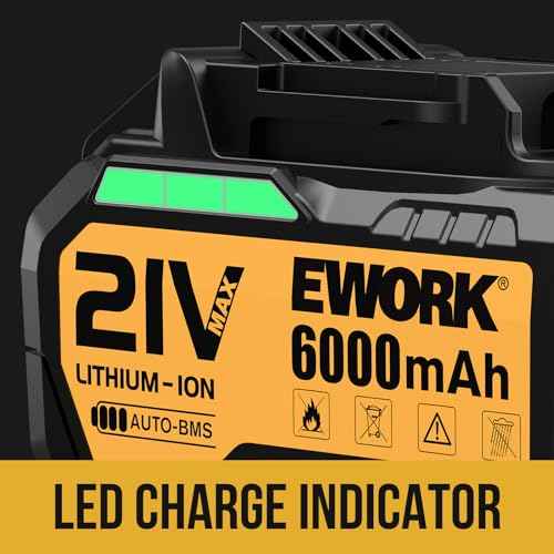 EWORK 6.0Ah Lithium-Ion Battery for 20V/21V Max Series Cordless Power Tools - EK-6.0B