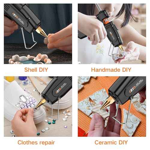 IZIO Hot Glue Gun with 21 Glue Sticks7/16") &Storage Pouch - 100W Fast Heating (2-3 Min), Heavy Duty DIY Starter Kit for Crafts, Fabric, Wood, Home Repairs,Non-Drip Precision Nozzle, ergonomic|Black