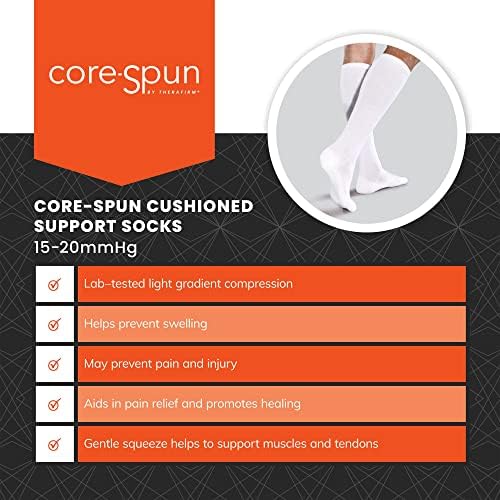 Core-Spun Cushioned 15-20mmHg Mild Graduated Compression Support Knee High Socks