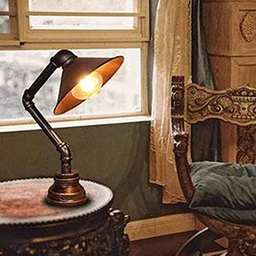 Steampunk Table Lamp, Industrial Water Pipe Lamp Retro Iron Piping Desk Lamp Vintage Nightstand Lamps for Bedroom Living Room Kitchen Caf? Dorm Pub (Not Include Bulb)