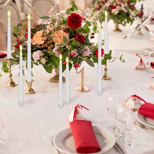 48 Pcs Flameless LED Taper Candles Battery Operated Candles 4 Sizes of 8.5'', 9.65'', 10.83'', 12.8'' Flameless Candlesticks Flickering for Halloween Christmas Church Wedding(White)