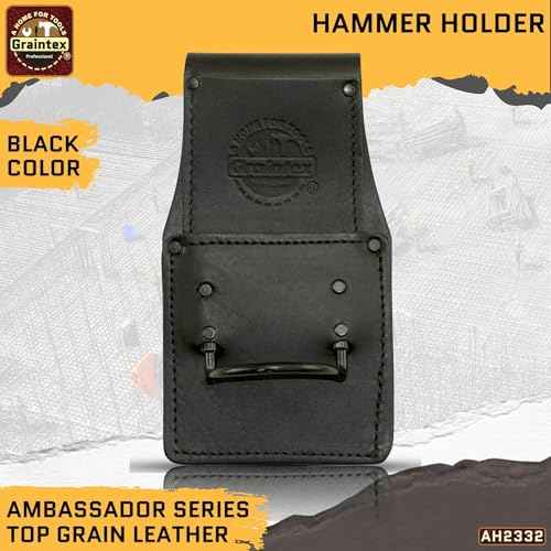 Graintex Hammer Holder Ambassador Series Color Top Grain Leather, Hammer Loop, Leather Tool Holster, Construction Workers, Electricians, Framers, Drywall Contractors