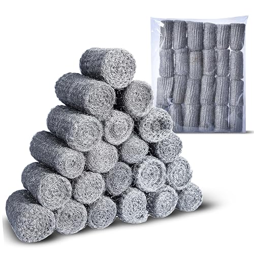 24 pcs Finest Grade 0000 SIMBA Steel Wool, Tightly Woven for Easy Grip and Filling Holes for Mice Control, Multi-use for Cleaning, Wood Buffing, Metal Finish, Furniture, Windows, Wave Design - (24)