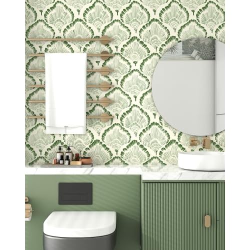Green Leaf Wallpaper Modern Botanical Peel and Stick Wallpaper Boho Leaf Contact Paper17.3''¡¿78.8'' Self Adhesive Removable Wallpaper Waterproof for Bedroom Bathroom Cabinets Decor Vinyl Roll