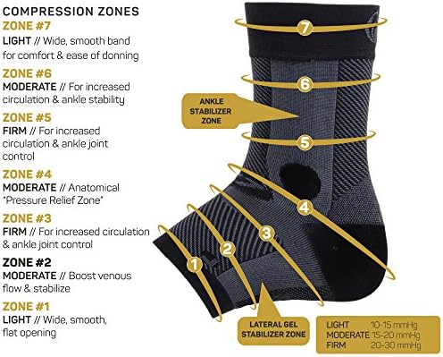 OS1st AF7 Ankle Bracing Sleeve Helps stabilize weak Ankles, Assist with Inversion sprains, Relieve Achilles tendonitis