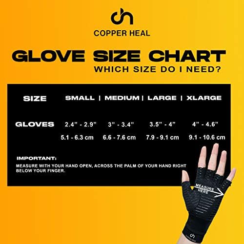 COPPER HEAL Copper Compression Gloves – Pain Relief for Arthritis, Carpal Tunnel & RSI – Fingerless Pair
