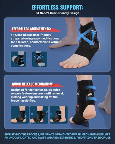 Fit Geno Ankle Brace for Sprained Ankles - Adjustable Breathable Support with Quick-Release Straps for Pain Relief and Swelling Reduction for Men and Women (Left XL/XXL, Ankle size 10.2''-11'')