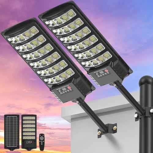Solar Street Lights Outdoor Waterproof,50000LM 320¡Æ Angle Solar Light,5730LED Parking Light with Motion Sensor and Remote Control for Outdoor, Streets, Courtyards,Parking Garages,-2Pack