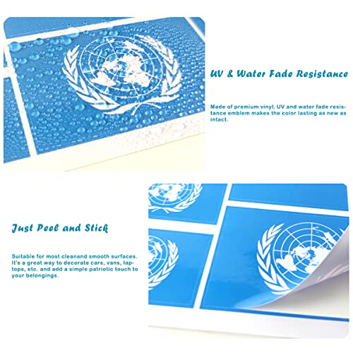 QQSD United Nations Flag Sticker UN Decal in Multiple Sizes, 3 Pack, 11.7 x 8.3 Inches