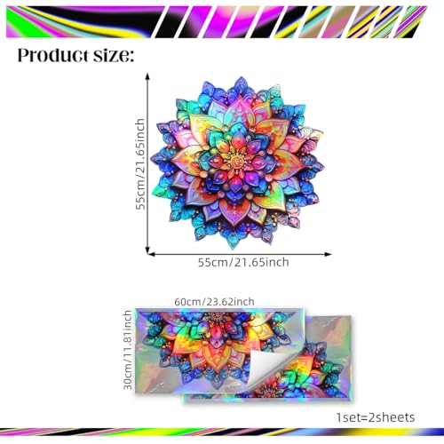Runtoo Mandala Wall Decal Metallic Effect Peel and Stick 3D Lotus Floral Wall Stickers for Living Room Bedroom Yoga Headboard Decor