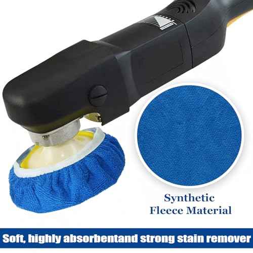 6 PCS Car Buffing Pads for 9-10 Inch Orbital Polisher, Microfiber Polishing Pad Buffer Polisher Bonnets, 9-10 Inch Polishing Pads Cover Waxing Pads for Car Detailing (Blue)