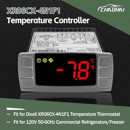 XR06CX-4N1F1 Temperature Controller with NTC Temperature Sensor Probe Compatible with Dixell XR06CX-4N1F1 Temperature Thermostat Fit for 120V 50-60Hz Commercial Refrigerators/Freezer (with Clasp)