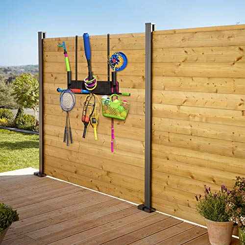 Poolmaster Outdoor Wall-Mounted Tool Organizer Rack, Heavy-Duty Garden Tool Holder and Swimming Pool Equipment Storage for Backyard, Fence, or Garage