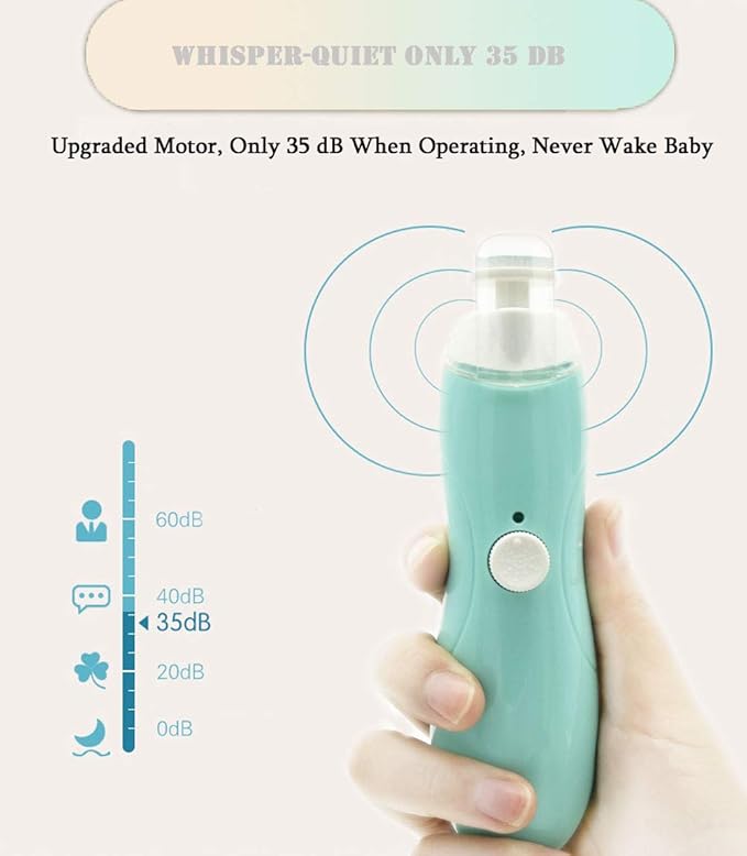 Fansidi Rechargeable Baby Nail Trimmer with 8100RPM Motor, Stepless Speed Control, Pressure-Stop Safety, Type-C Charging, Quiet Electric Nail File for Newborns, Toddlers & Adults, Calm Care Blue