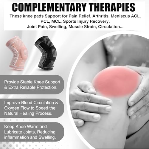 Compression Knee Pads for Women Men Sports 2 Pack Knee Sleeves with Patella Gel Pad & Side Stabilizers, Knee Braces for Knee Support Workout Sports ACL & Arthritis Pain Relief Black(3XL)