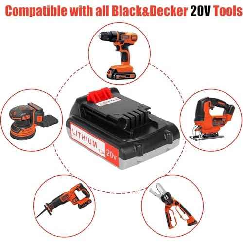 Replacement for Black and Decker Battery: 3.0Ah 20 Volt Batteries Compatible with Cordless Power Tools LBXR20 LBXR2020 LBX20 LBXR2520 LB2X4020 LB2XR20 (2PCS)